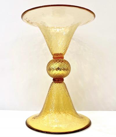 Alberto Dona Modern Italian Gold Honeycomb Murano Glass Round Conical Hourglass Double Vase