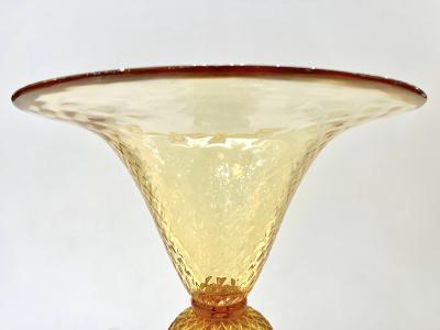 Alberto Dona Modern Italian Gold Honeycomb Murano Glass Round Conical Hourglass Double Vase