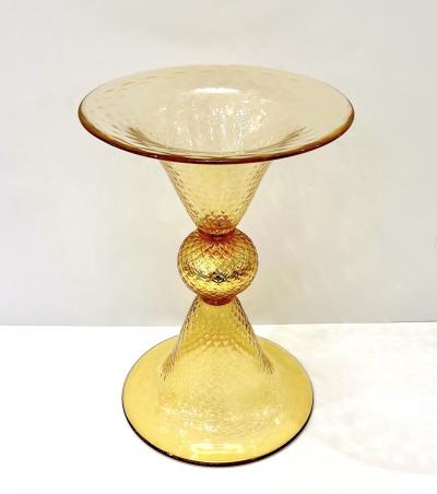 Alberto Dona Modern Italian Gold Honeycomb Murano Glass Round Conical Hourglass Double Vase