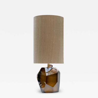 Alberto Dona Murano Diamond Cut Faceted tobacco colour glass table lamp