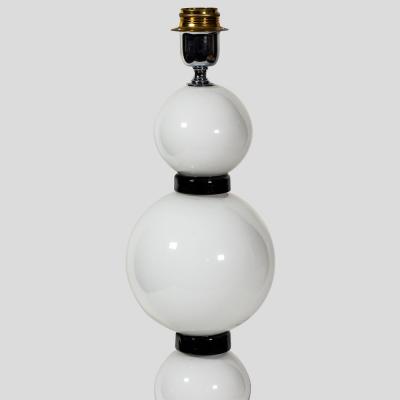 Alberto Dona PAIR OF HAND BLOWN GLASS WHITE AND BLACK TABLE LAMPS