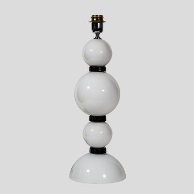 Alberto Dona PAIR OF HAND BLOWN GLASS WHITE AND BLACK TABLE LAMPS