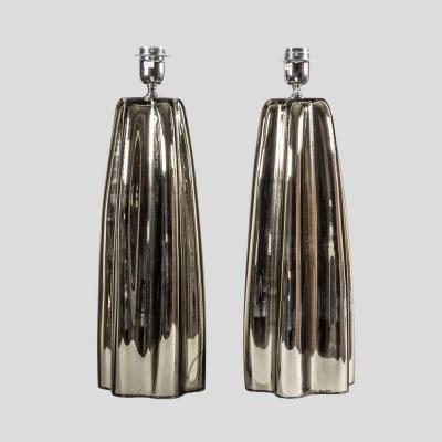 Alberto Dona Pair of Fluted mirrored Murano Glass Table Lamps by Alberto Don 