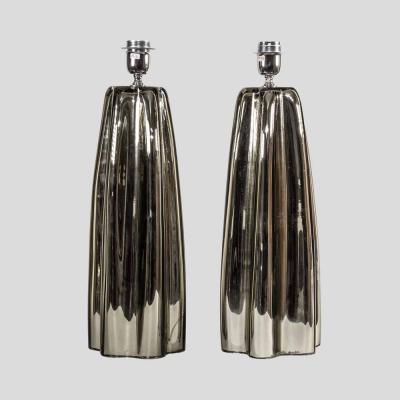 Alberto Dona Pair of Fluted mirrored Murano Glass Table Lamps by Alberto Don 