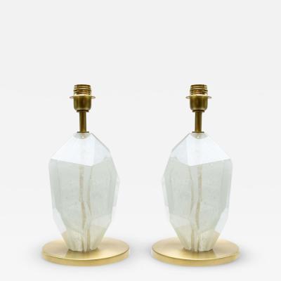 Alberto Dona Pair of Ice colour faceted Murano glass table lamps