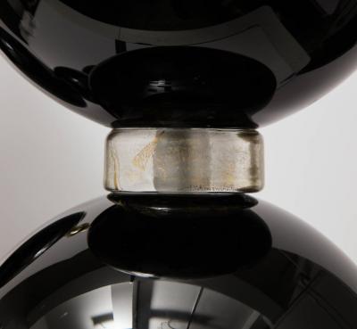 Alberto Dona Pair of Large Black and Gold Murano Glass Spheres Lamps Italy Signed