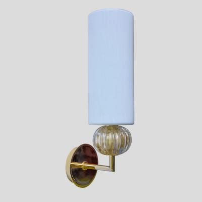 Alberto Dona Pair of Murano Glass white and Gold glass wall sconces