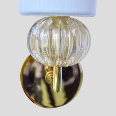 Alberto Dona Pair of Murano Glass white and Gold glass wall sconces