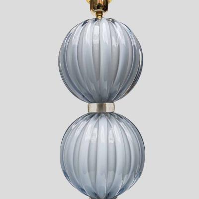 Alberto Dona Pair of light Pale blue grey blown Murano glass table lamps