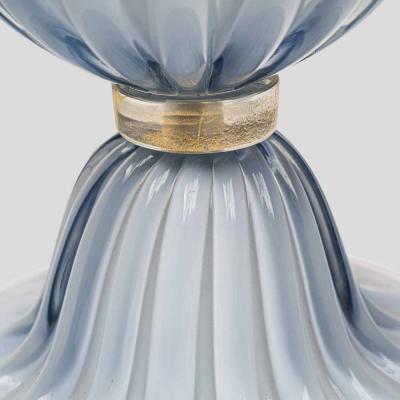 Alberto Dona Pair of light Pale blue grey blown Murano glass table lamps