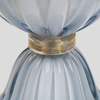 Alberto Dona Pair of light Pale blue grey blown Murano glass table lamps