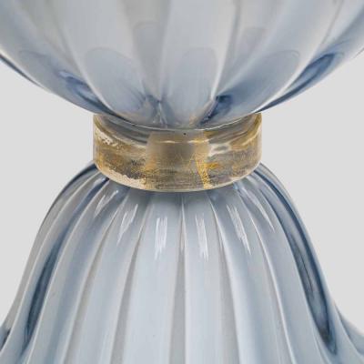 Alberto Dona Pair of light Pale blue grey blown Murano glass table lamps