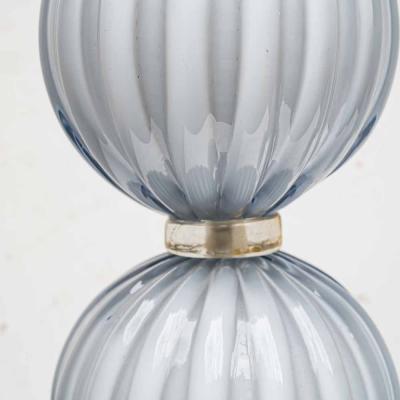 Alberto Dona Pair of light Pale blue grey blown Murano glass table lamps