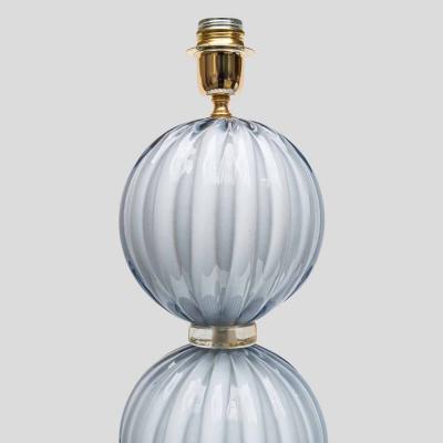 Alberto Dona Pair of light Pale blue grey blown Murano glass table lamps