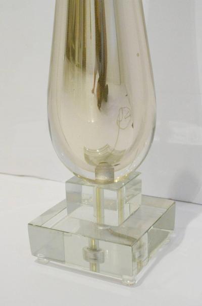 Alberto Dona Single Clear and Gold Mirrored Murano Glass Lamp Italy