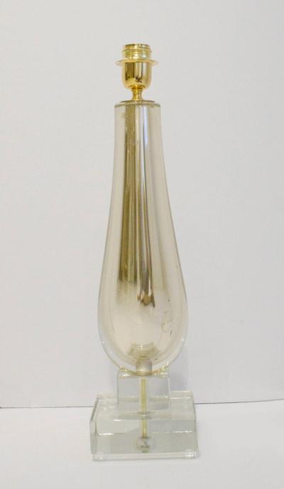 Alberto Dona Single Clear and Gold Mirrored Murano Glass Lamp Italy