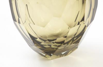 Alberto Dona Single Handblown Faceted Smoke Citrine Murano Glass Vase Signed Italy 2022