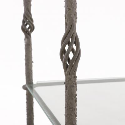 Alberto Giacometti A Pair of Italian Iron tageres with Glass Shelves In the manner of Giacometti 