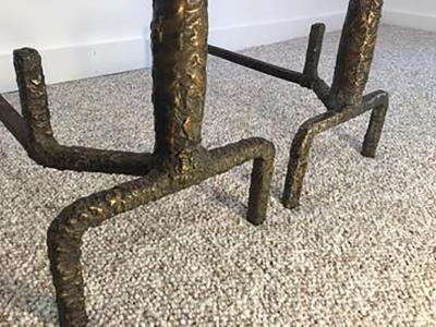 Alberto Giacometti Exceptional Rare Pair of Sculpted Bronze Andirons in the manner of Giacometti