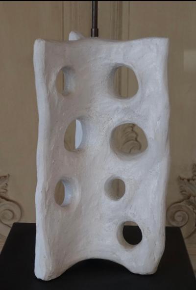 Alberto Giacometti PAIR Handmade French Expressionist Plaster Table Lamps after Alberto Giacometti