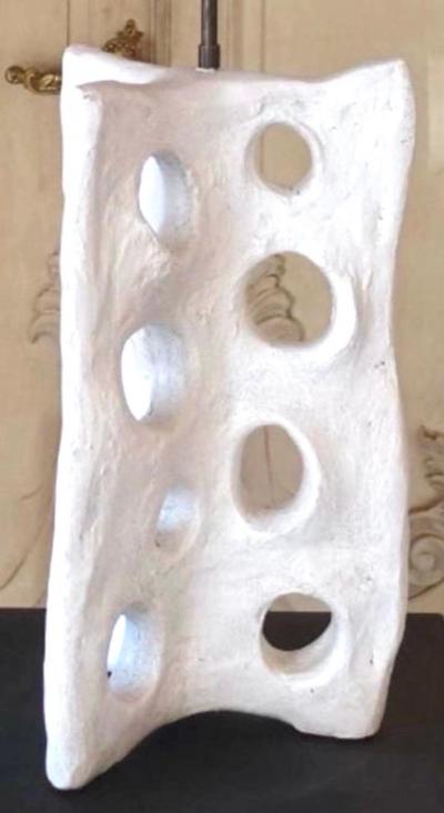 Alberto Giacometti PAIR Handmade French Expressionist Plaster Table Lamps after Alberto Giacometti