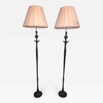 Alberto Giacometti SUPERB PAIR OF BRONZE FLOOR LAMPS IN THE MANNER OF GIACOMETTI