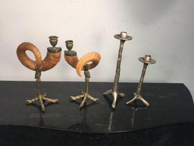 Alberto Giacometti TWO PAIR MODERN BRONZE CANDLESTICKS PRICE PER PAIR