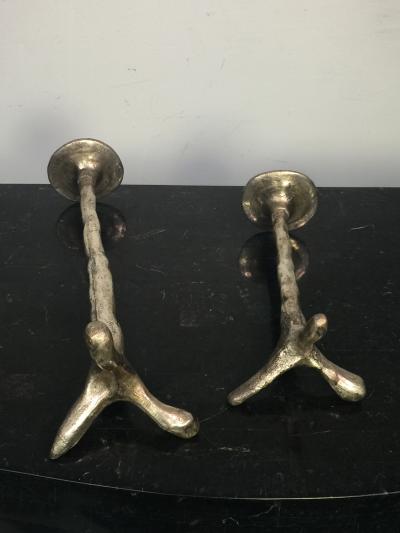 Alberto Giacometti TWO PAIR MODERN BRONZE CANDLESTICKS PRICE PER PAIR