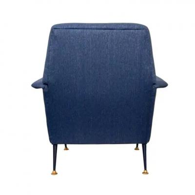 Alberto Minotti Gigi Radice Attributed Armchair for Minotti in Blue Linen 1960s