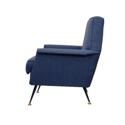 Alberto Minotti Gigi Radice Attributed Armchair for Minotti in Blue Linen 1960s