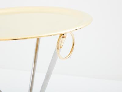 Alberto Orlandi Alberto Orlandi brass steel gueridon serving tray table 1970s