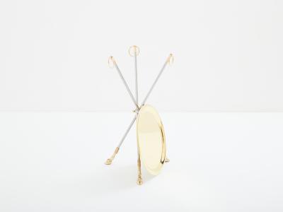 Alberto Orlandi Alberto Orlandi brass steel gueridon serving tray table 1970s