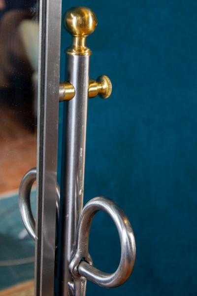 Alberto Orlandi Elegant Steel Psyche Mirror by Alberto Orlandi Italy 1970