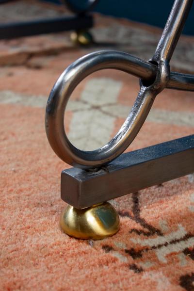 Alberto Orlandi Elegant Steel Psyche Mirror by Alberto Orlandi Italy 1970