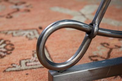 Alberto Orlandi Elegant Steel Psyche Mirror by Alberto Orlandi Italy 1970