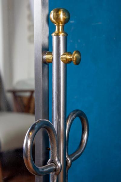 Alberto Orlandi Elegant Steel Psyche Mirror by Alberto Orlandi Italy 1970