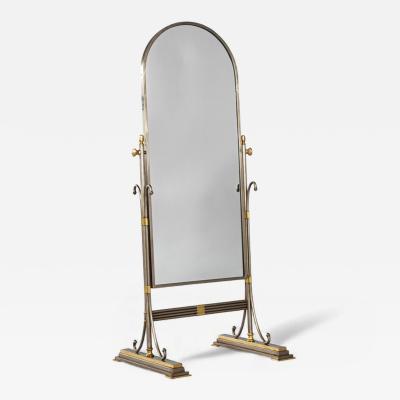 Alberto Orlandi Vintage Italian Brass and Metal Cheval Mirror by Alberto Orlandi