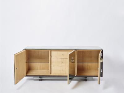 Alberto Pinto Adnet style mirrored macassar sycamore sideboard Alberto Pinto 1990