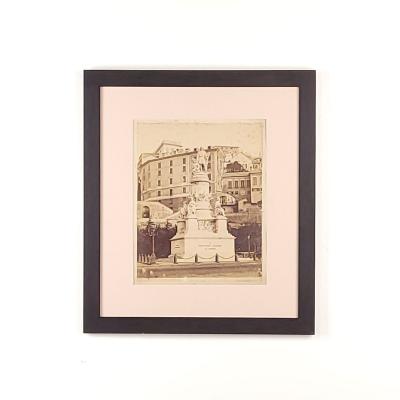 Albumen Photograph of Christopher Columbus Statue Italy 19th century
