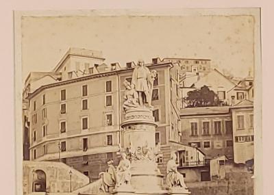 Albumen Photograph of Christopher Columbus Statue Italy 19th century