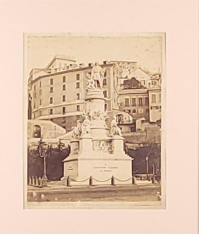 Albumen Photograph of Christopher Columbus Statue Italy 19th century