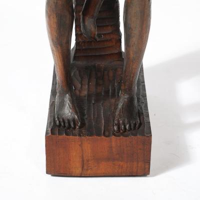 Aldo Calo Mid Century Hand Carved Seated Female Nude Sculpture in Walnut signed Aldo Calo