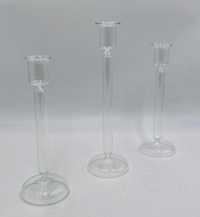 Aldo Cibic Set of 3 Italian Mouth Blown Glass Candle Holders by Aldo Cibic for Paola Coin