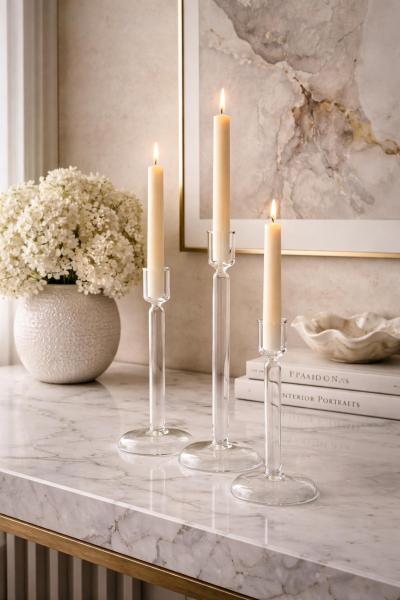 Aldo Cibic Set of 3 Italian Mouth Blown Glass Candle Holders by Aldo Cibic for Paola Coin