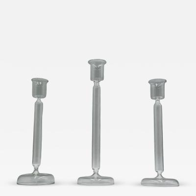 Aldo Cibic Set of 3 Italian Mouth Blown Glass Candle Holders by Aldo Cibic for Paola Coin