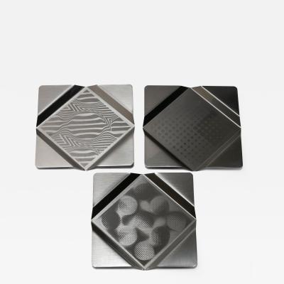 Aldo Donini Rare set of Three Steel Centerpieces by Donini and Cremonesi