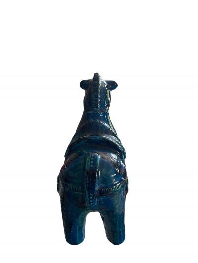 Aldo Londi 1960s Blue hors ceramic sculpture by Aldo Londi