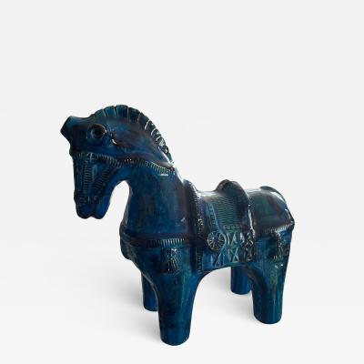 Aldo Londi 1960s Blue hors ceramic sculpture by Aldo Londi