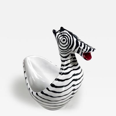 Aldo Londi 1960s Fun Zebra Bowl Art Pottery Dish by Aldo Londi Bitossi Italy