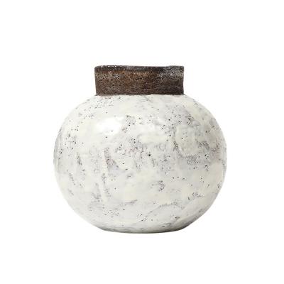 Aldo Londi Aldo Londi Bitossi Ball Vase Ceramic White Brown Signed